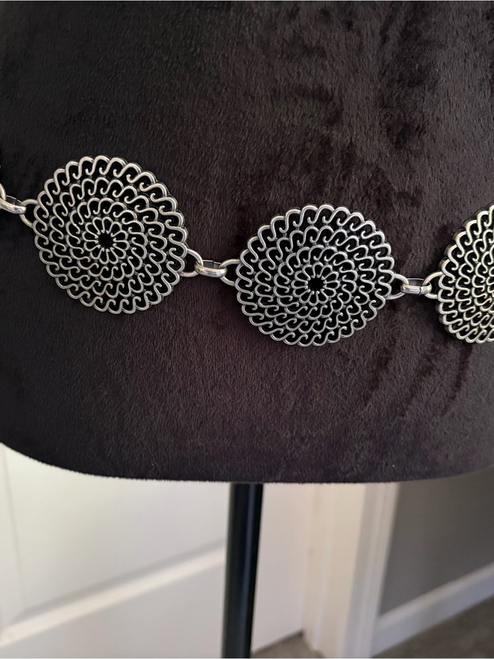 Silver Filigree Medallion Link Belt